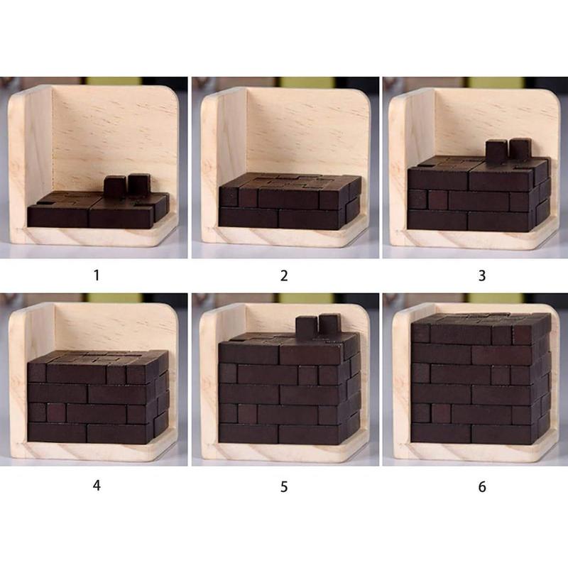 Wooden Brain Teaser Puzzle Cube Wooden Puzzles T-Shaped Jigsaw Logic Puzzle Educational Toy for Kids and Adults by AHYUAN (Coffee)