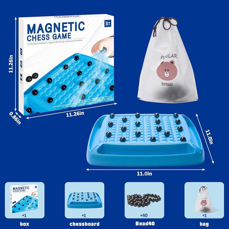 2024 New Magnetic Chess Game,Magnetic Chess Fun Family Games for Kids and Adults,Magnet Chess Game with 40Pcs Magnetic Stones,Table Top Magnetic Board Game,2-4 Players