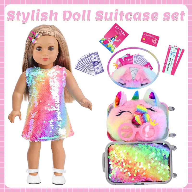 23 United States 18 Inch Doll Clothes & Accessories, Cute Doll Suitcase Set (No Doll)