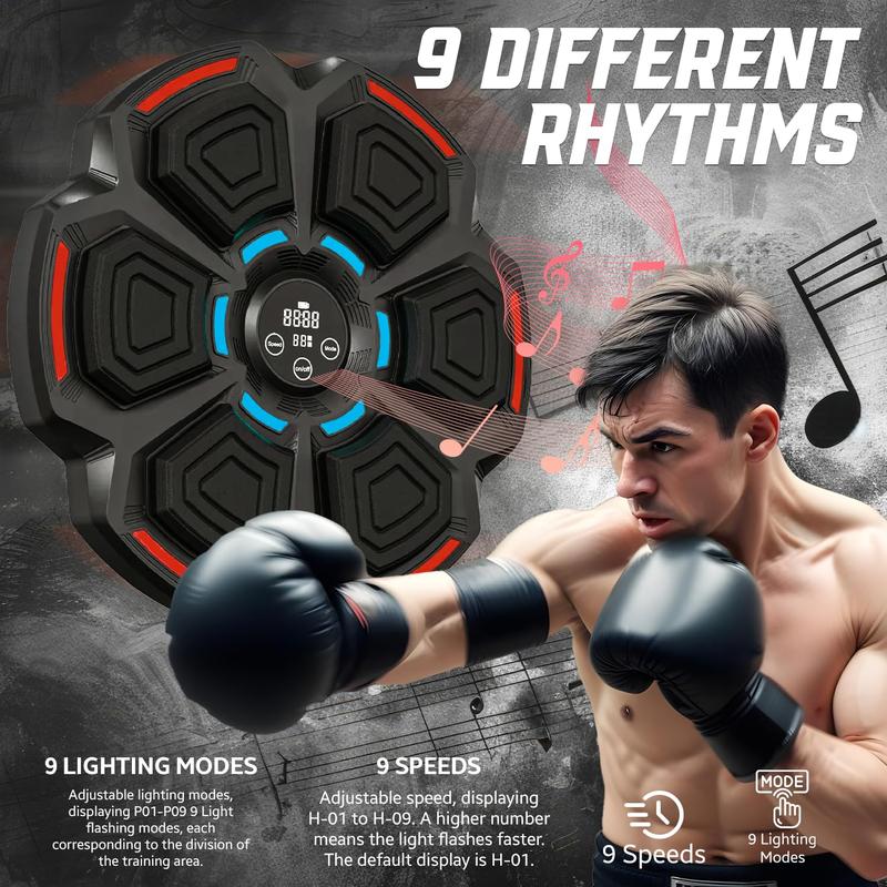 2024 New Music Boxing Machine with Two Pairs of Gloves, Upgraded 2.0 Smart Bluetooth Music Boxing Parent-Child Games, Wall-Mounted Exercise Equipment for Home