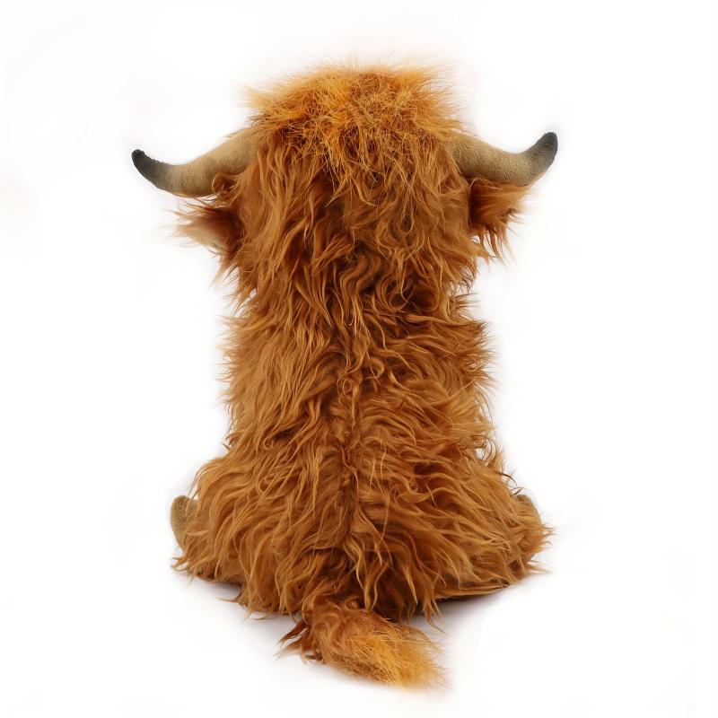 27cm 10.62in Cute Highland Cattle Plush Toy, Soft Cartoon Christmas Halloween Holiday Birthday Gift