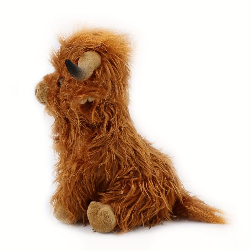 27cm 10.62in Cute Highland Cattle Plush Toy, Soft Cartoon Christmas Halloween Holiday Birthday Gift