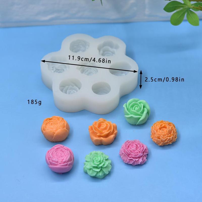 Flower Shaped Silicone Mold, 1 Count 7 Hole Flower Shaped Soap Mold, DIY Candle Mold, Soap Making Mold, Candle Making Tool