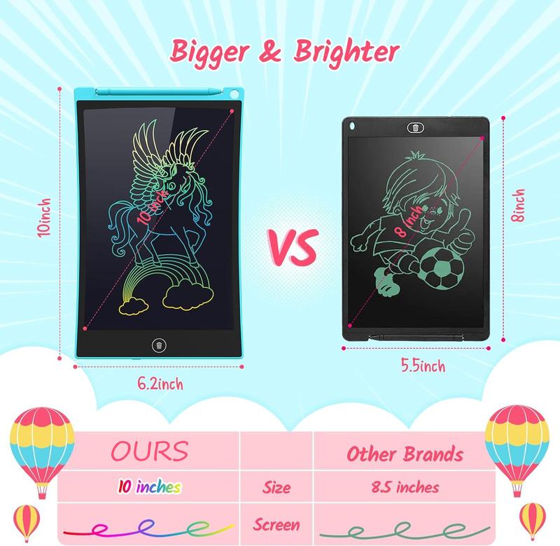 2 Pack 10 Inch LCD Writing Tablet Colorful Doodle Board Drawing Tablet for Kids, Kids Travel Learning Toys Christmas Birthday Gifts for 4 5 6 Year Old Boys and Girls