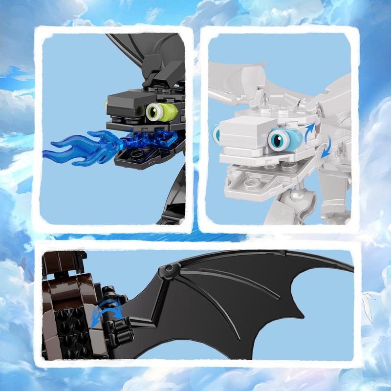 Black & White Dragon Building Blocks Set, Meet Your Flying Dream, Perfect Halloween & Christmas Toys and Gifts for Fans and Kids (529 pcs)