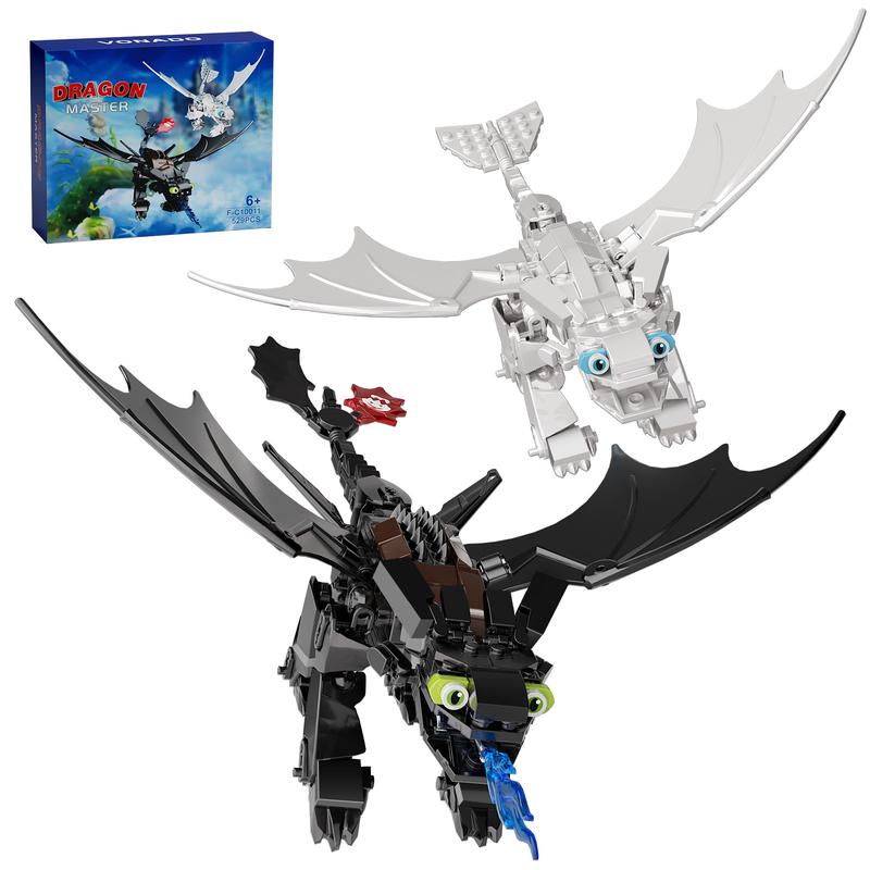 Black & White Dragon Building Blocks Set, Meet Your Flying Dream, Perfect Halloween & Christmas Toys and Gifts for Fans and Kids (529 pcs)