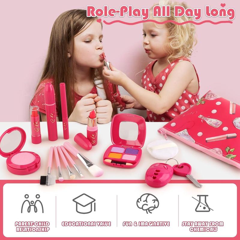 Christmas gifts for kids Toddler Girl Toys, Basic Pretend Makeup Kit for Girls, Kids Play Makeup Set for Kids 3-5 4-6, Toddler Makeup Kit with Fake Makeup Set