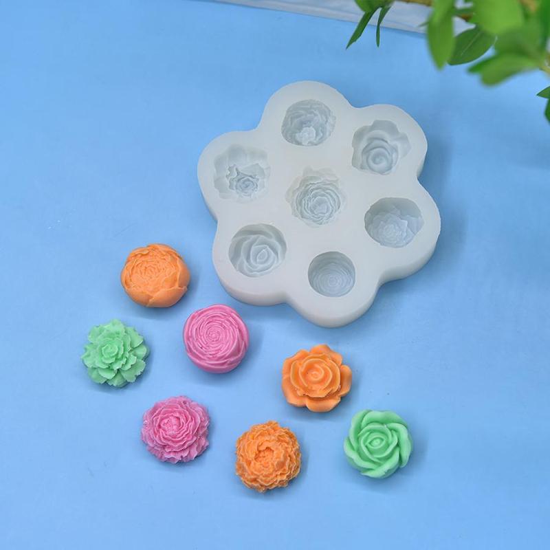 Flower Shaped Silicone Mold, 1 Count 7 Hole Flower Shaped Soap Mold, DIY Candle Mold, Soap Making Mold, Candle Making Tool