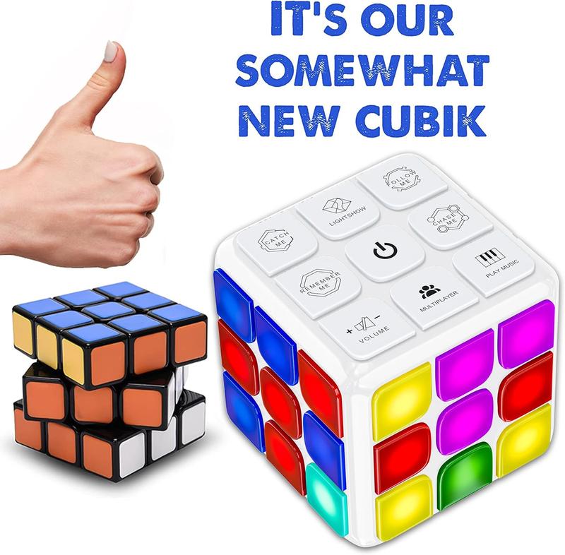 Puzzle Cube Game (White) - Flashing Cube Handheld Electronic Games Stem Toy - Fun Memory Games & Brain Games for Adults and Kids