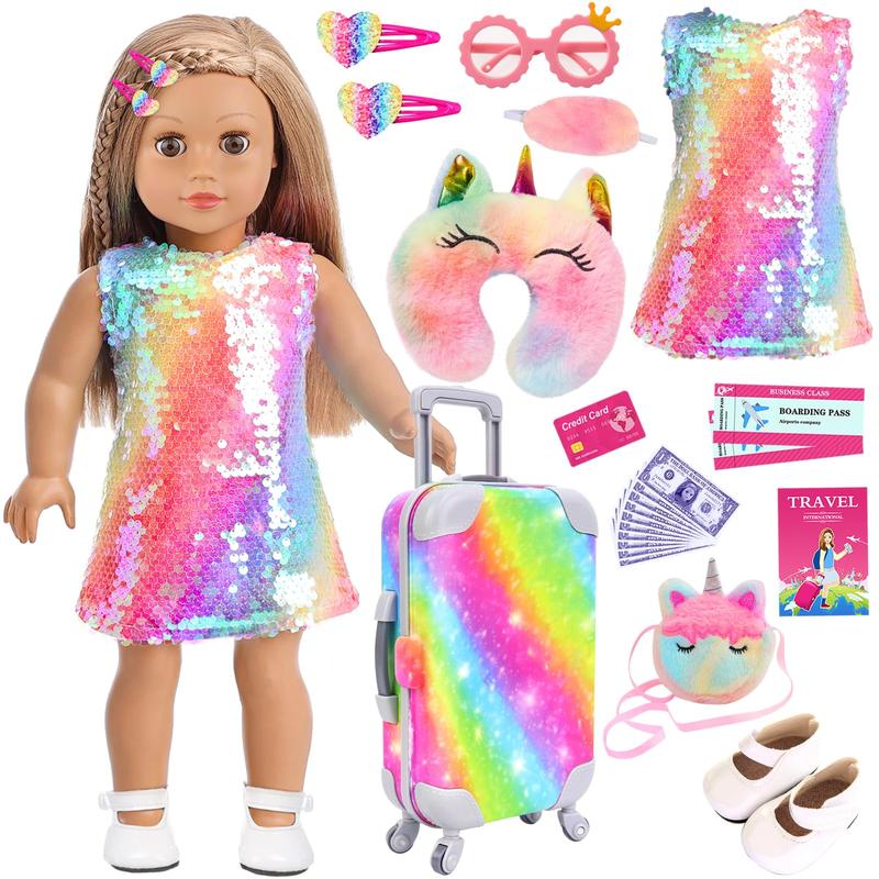 23 United States 18 Inch Doll Clothes & Accessories, Cute Doll Suitcase Set (No Doll)