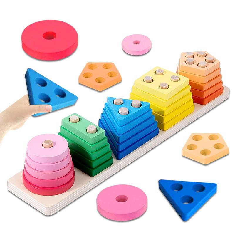 Montessori Toys for Kids, Shape Sorting and Stacking Toy, Learning Toys for Boys Girls Birthday Christmas Gifts