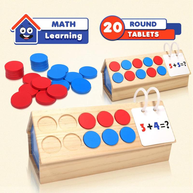 Wooden Educational Toys for Kids 3 4 5 6 Year Old - CVC Sight Word & Number Flash Cards - Alphabet Spelling Games & Montessori Math Counting - Preschool Kindergarten Learning Activities