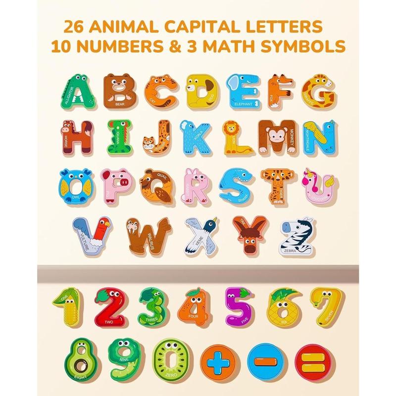 Magnetic Letters and Numbers Fridge Magnets, 26 Uppercase Letters 0-9 Numbers, Animal Alphabet Refrigerator Toy Set for Kids &  Preschool Learning, Ideal Gift