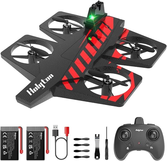 2 in 1 Remote Control Plane, HT40 Indoor RC Jet with Land Mode and Fly Mode, Altitude Hold, 3D Flips, Headless Mode and 2 Batteries, Easy to Fly RC Airplanes