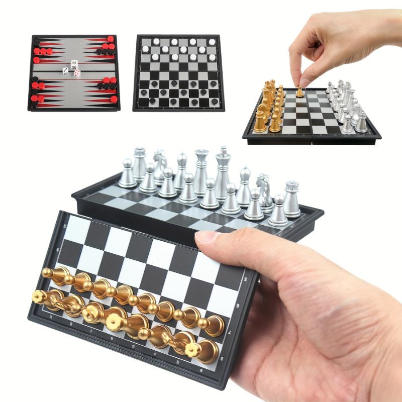 Mini Magnetic Chess Board Games, Small Portable Folding Chess Travel Set - 5'' Magnetic Chess, Classic Backgammon Sets And Checkers, Halloween Thanksgiving Day Christmas Gift, gaming gift