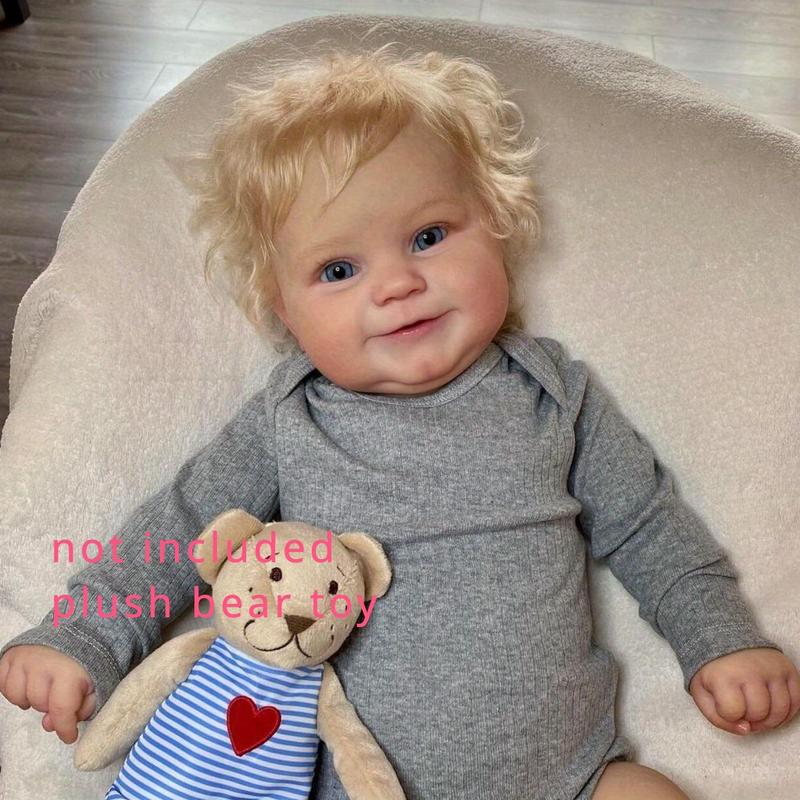 20inch 50cm Reborn Maddie Silicone Baby Doll Toy - Lifelike Cloth Body, 3D-paint Skin Art, Vein Details, Smiling Bebe, Perfect for Girl Toddler, Ideal Halloween and Christmas Gift