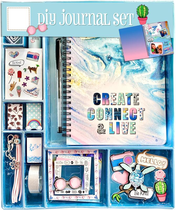 Girls 8-14 DIY Diary Christmas Gift Kit, 63 ideal gift ideas for teens and teenage girls 8 9 10 11 12 13 Age 14 +, birthday gift for teen girls, Scrapbook kit and diary supplies Set Christmas Gift