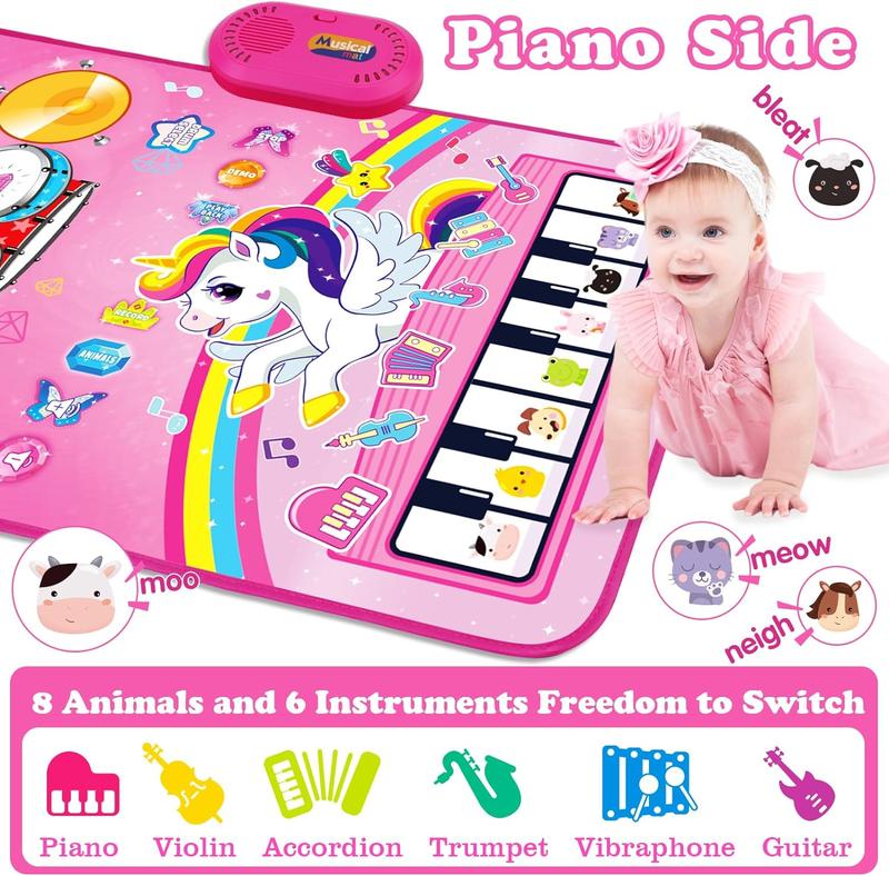 Christmas Gift Toys for 1 Year Old Girl Gifts: Baby Musical Mat Toddler Toys Age 1-2 - 3 in 1 Piano Drum Animal Touch Unicorn Toys - Infant Music Toy 12-18 Months Babies Birthday Gifts for 1 2 3 Year Old Boys Girls