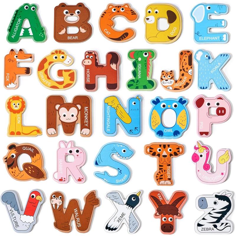 Magnetic Letters and Numbers Fridge Magnets, 26 Uppercase Letters 0-9 Numbers, Animal Alphabet Refrigerator Toy Set for Kids &  Preschool Learning, Ideal Gift