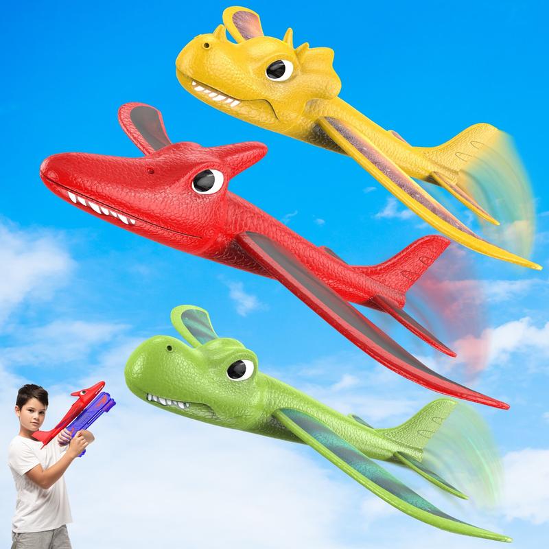 3 Pack Dino Airplane Launcher Toys