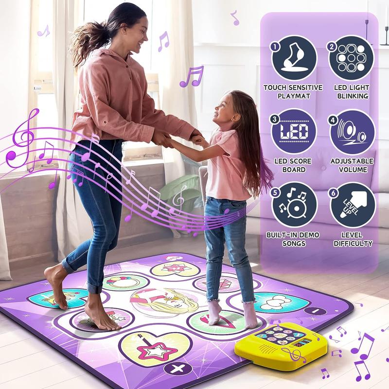 Dance Mat for Girls  6 7 8 9 10+ Year Old, 5  Modes, Birthday Gifts Toys for , Dancing Pad with Adjustable Volume, LED Lights