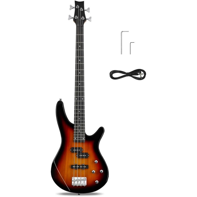 Ktaxon 4 String Electric Bass Guitar, Full Size Standard Right Handed Rosewood Fingerboard Beginner Kit with Cable Wrench Tool (Sunset)