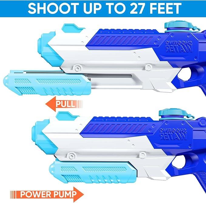 Water Gun Set - 4 Pack 300CC High Capacity Long Range Water Blasters for Kids & Adults, Perfect for Summer Pool Parties and Outdoor Fun