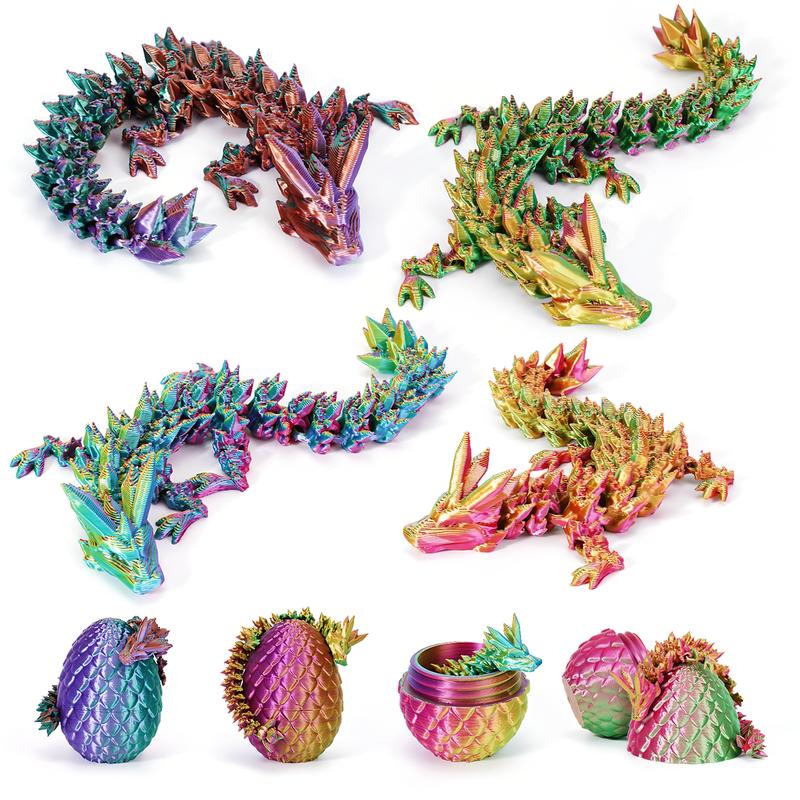 4pcs 3D Printed Dragon Eggs with Dragon Inside, Mini Dragon Egg Set, Articulated Dragon, Mysterious Dragon Eggs, 3D Printed Animal Toy Set (Multicolor 1-4pcs)