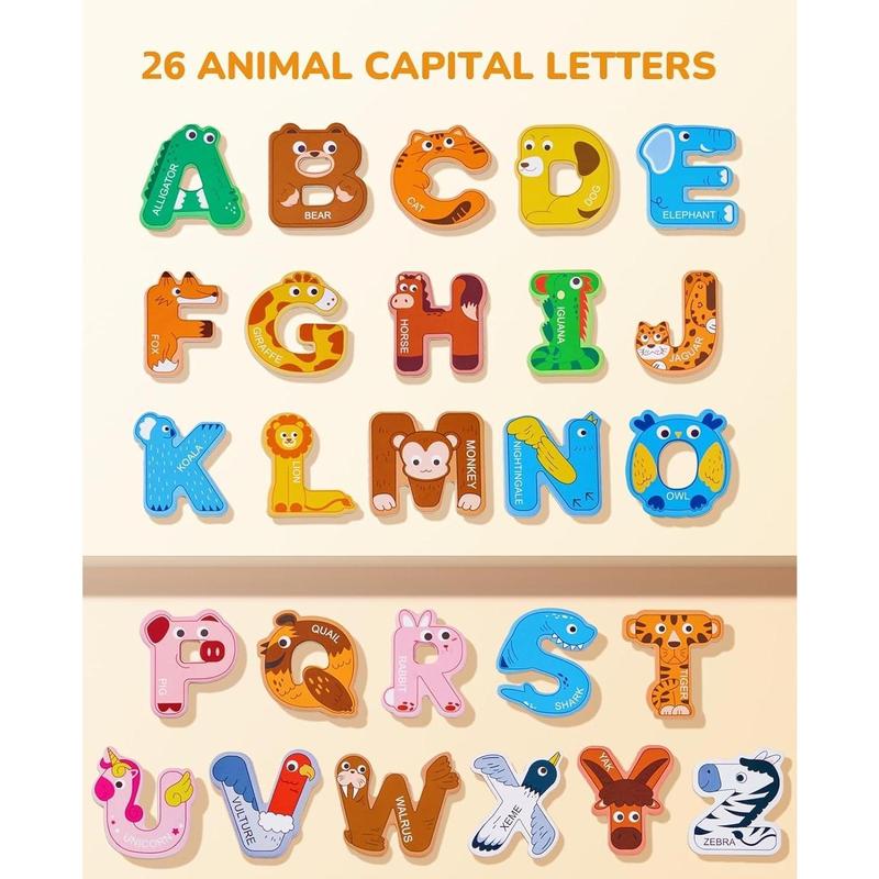 Magnetic Letters and Numbers Fridge Magnets, 26 Uppercase Letters 0-9 Numbers, Animal Alphabet Refrigerator Toy Set for Kids &  Preschool Learning, Ideal Gift