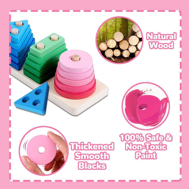 Montessori Toys for Kids, Shape Sorting and Stacking Toy, Learning Toys for Boys Girls Birthday Christmas Gifts