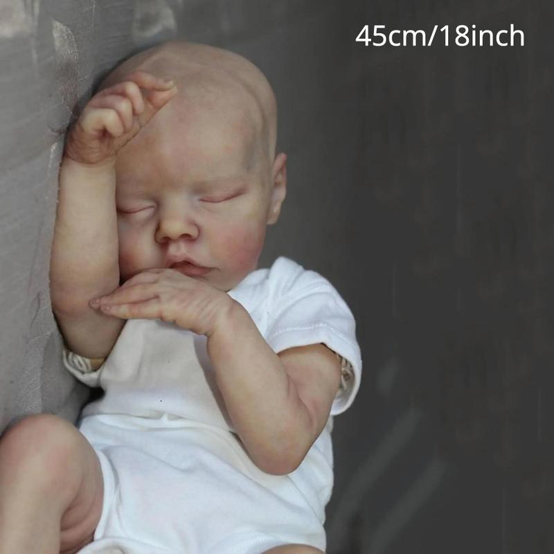 45cm Realistic Reborn Baby Doll - Soft Vinyl Body, 3D-Paint Skin with Visible Veins, Newborn Girl Toy, Lovely Kids Christmas Gift for Halloween