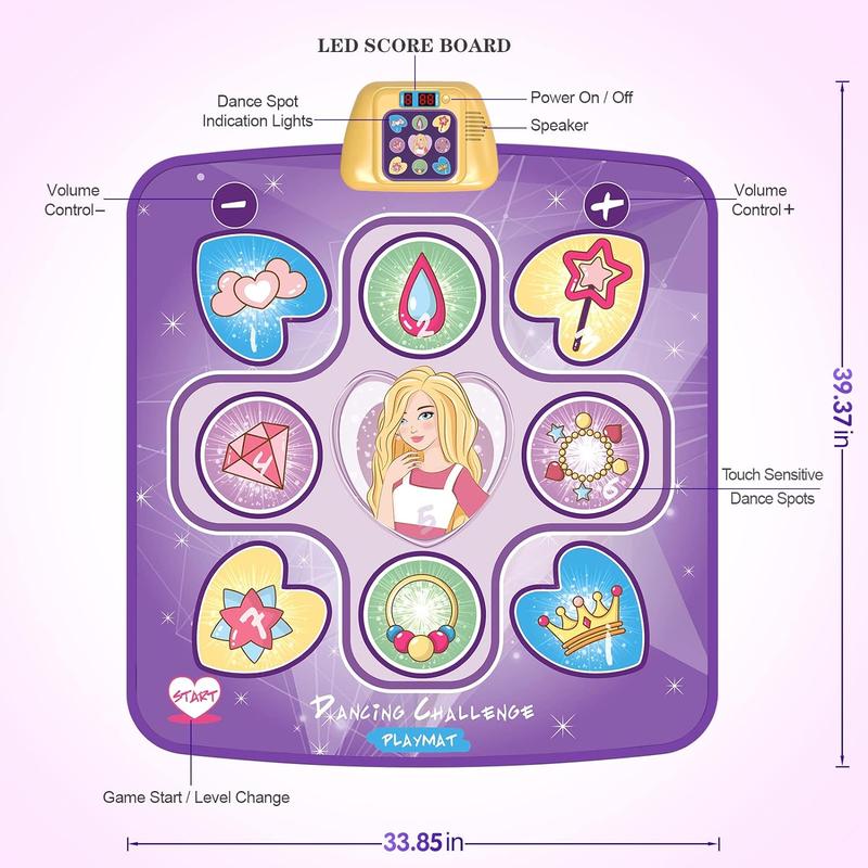 Dance Mat for Girls  6 7 8 9 10+ Year Old, 5  Modes, Birthday Gifts Toys for , Dancing Pad with Adjustable Volume, LED Lights