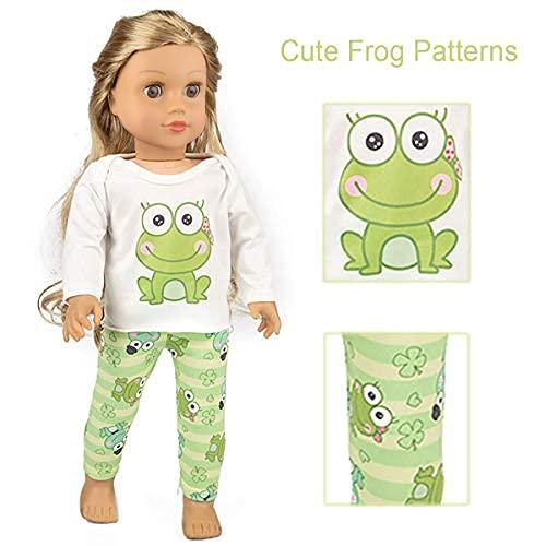 2 Sets 16-18 Inch Doll Clothes Pajamas Outfits for 18 Inch Girl Doll - 2 Pcs Tops + 2 Pcs Pants