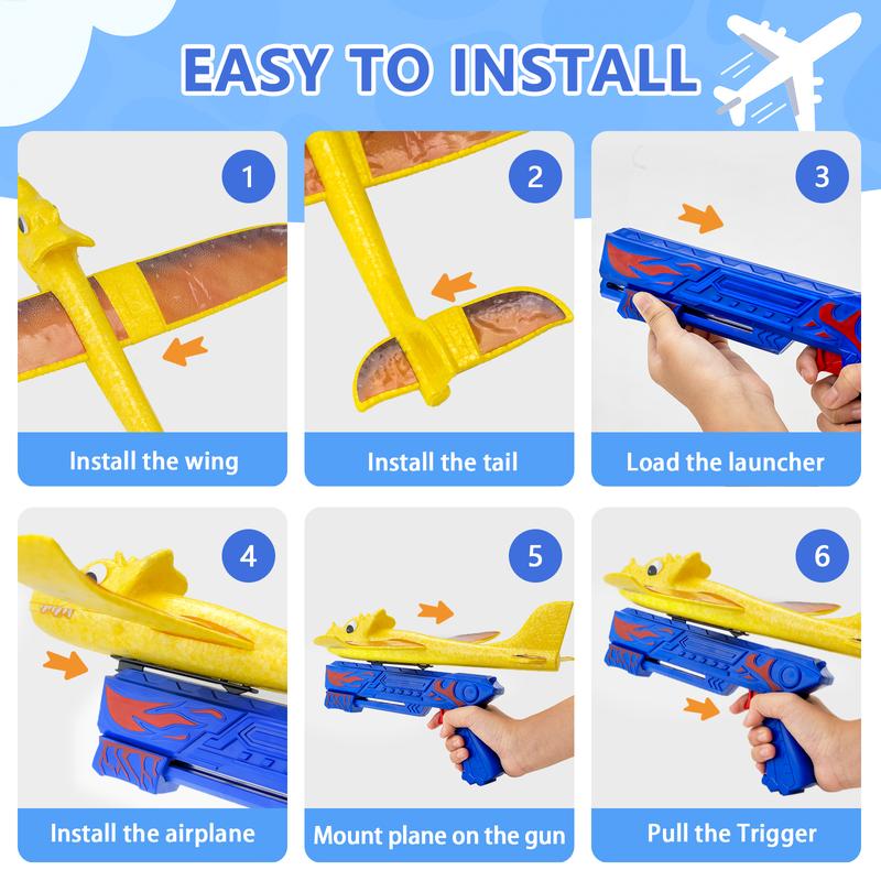 3 Pack Dino Airplane Launcher Toys