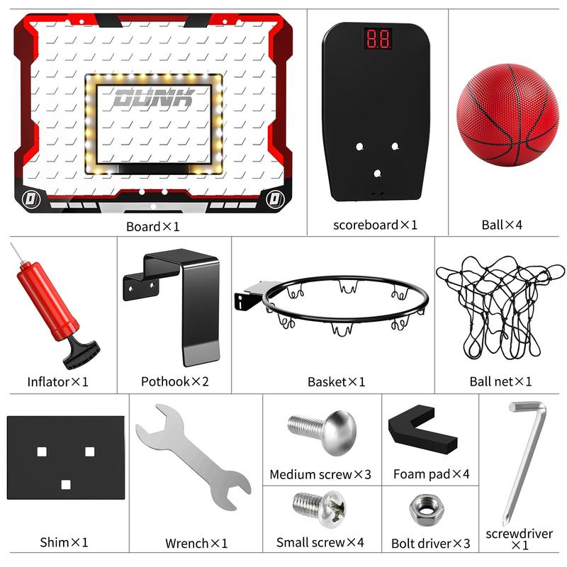 Indoor Basketball Hoop , Door Room Basketball Hoop with  Scoreboard, Mini Basketball Hoop with 4 Balls, Basketball Toys