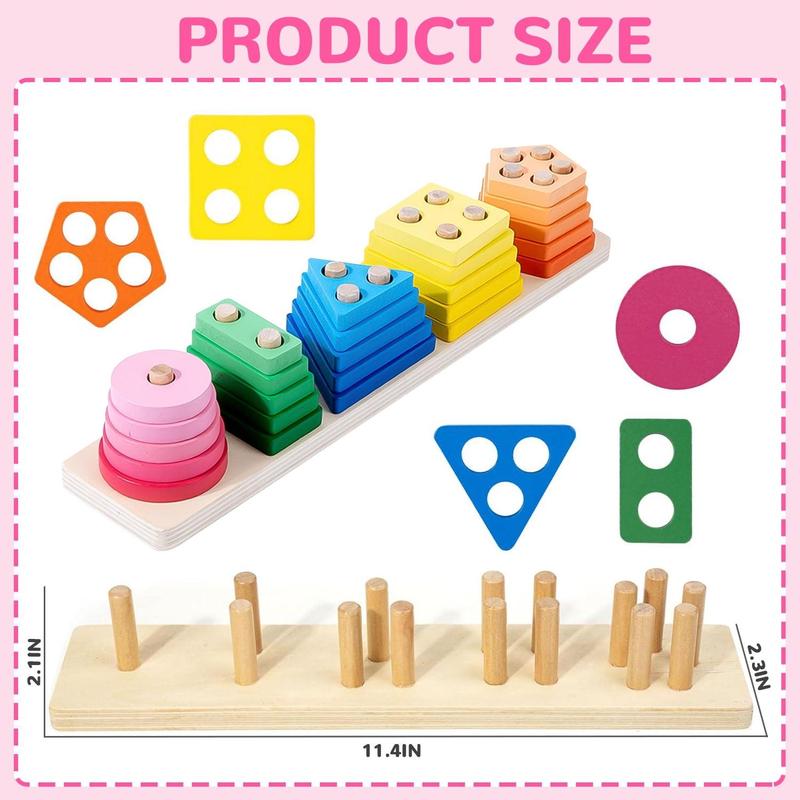 Montessori Toys for Kids, Shape Sorting and Stacking Toy, Learning Toys for Boys Girls Birthday Christmas Gifts