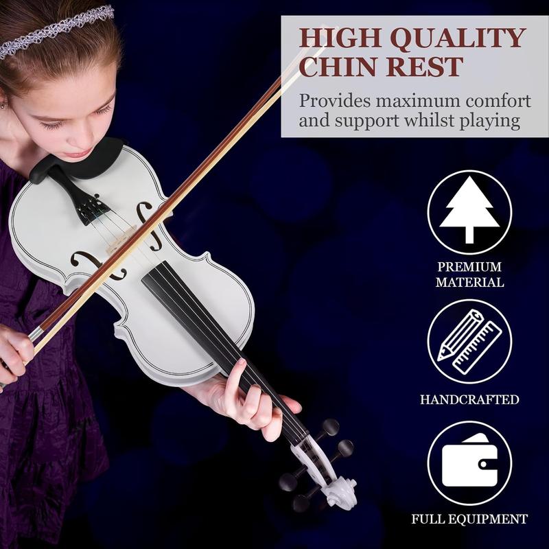 Ktaxon 4 4 Violin Beginner Violin, Full Size Acoustic Violin with Portable Case, Finger Guide Sticker, Polishing Cloth,Mute, Extra Set Violin String, Shoulder Rest, Rosin, Bow, Bridge (White)