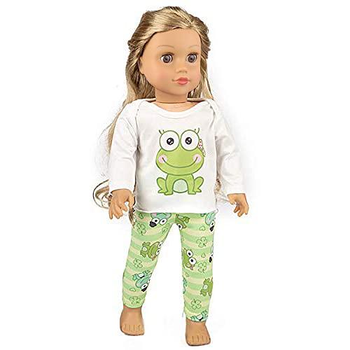 2 Sets 16-18 Inch Doll Clothes Pajamas Outfits for 18 Inch Girl Doll - 2 Pcs Tops + 2 Pcs Pants