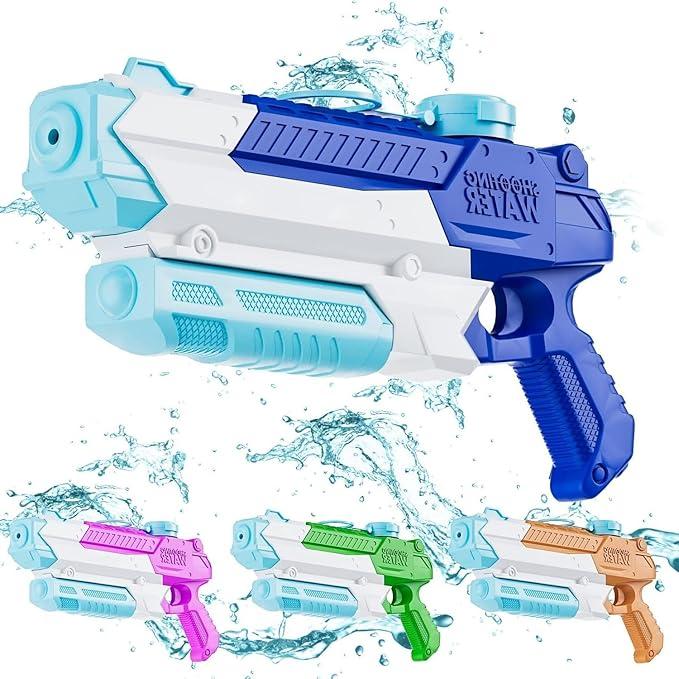 Water Gun Set - 4 Pack 300CC High Capacity Long Range Water Blasters for Kids & Adults, Perfect for Summer Pool Parties and Outdoor Fun