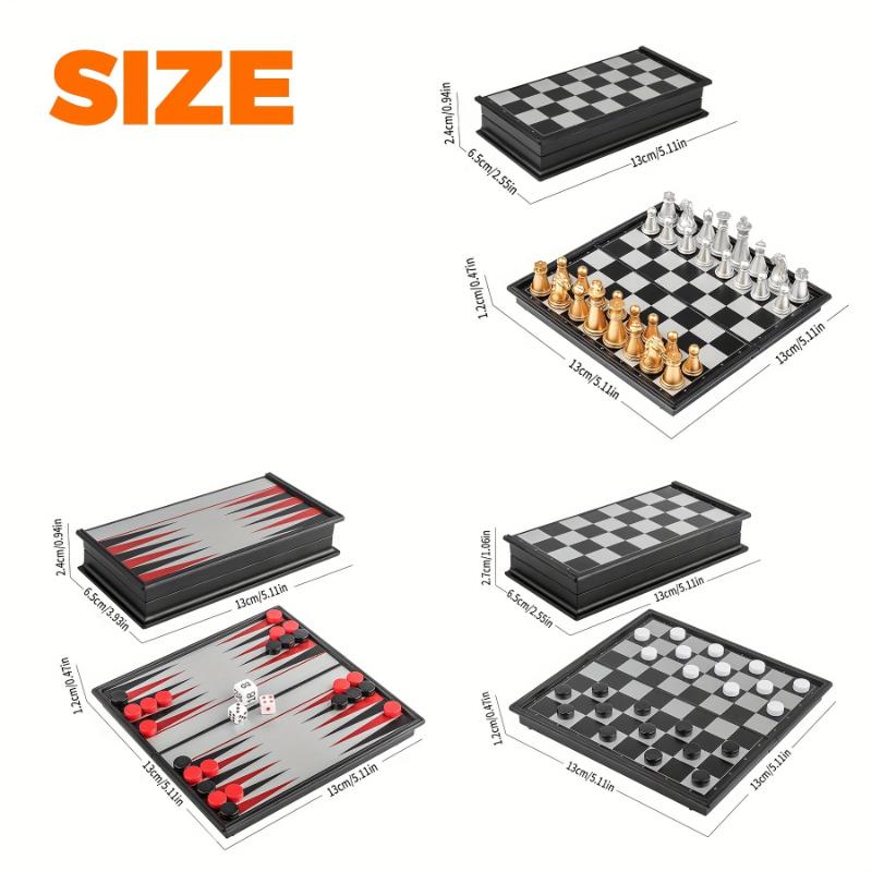 Mini Magnetic Chess Board Games, Small Portable Folding Chess Travel Set - 5'' Magnetic Chess, Classic Backgammon Sets And Checkers, Halloween Thanksgiving Day Christmas Gift, gaming gift