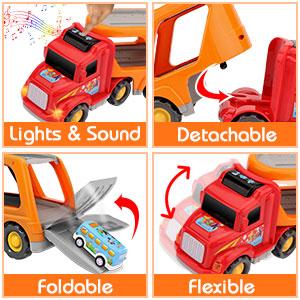 Christmas 2024 Gifts Toys for Kids Nicmore Carrier Truck Kids Toys Car: Toys for Boy 5 in 1 Transport Toys for Kids | Boy Girl Birthday Gifts