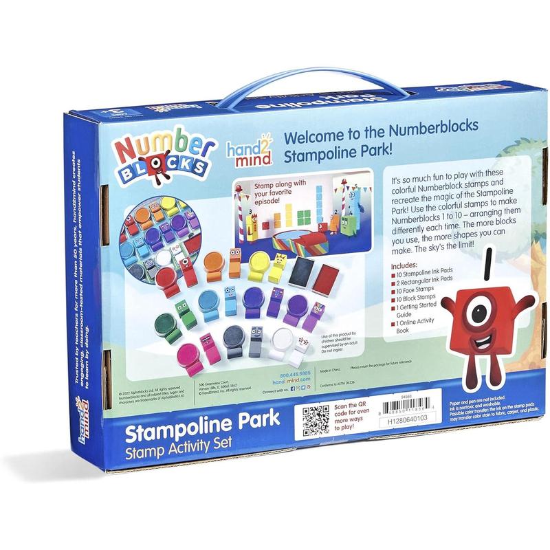 hand2mind Numberblocks Stampoline Park Stamp Activity Set, 20 Kids Stamps, 12 Washable Ink Pads, Number Toys, Preschool Math Toys, Counting Toys, Kids Arts and Crafts, Birthday Gifts for Kids