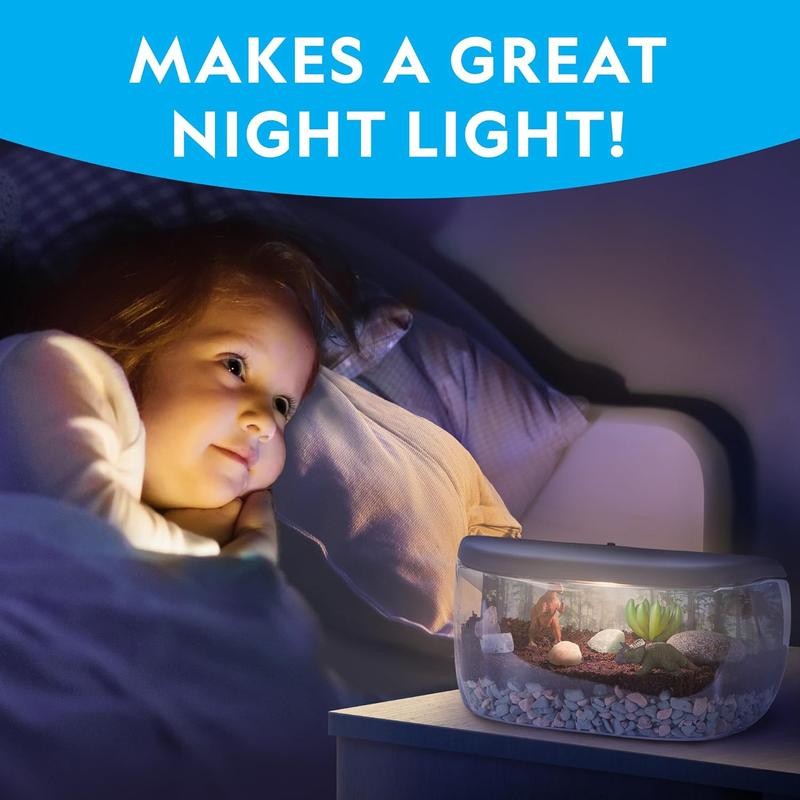 NATIONAL GEOGRAPHIC Light Up Terrarium Kit for Kids - Build a Dinosaur Habitat with Real Plants & Gemstones, Science Kit