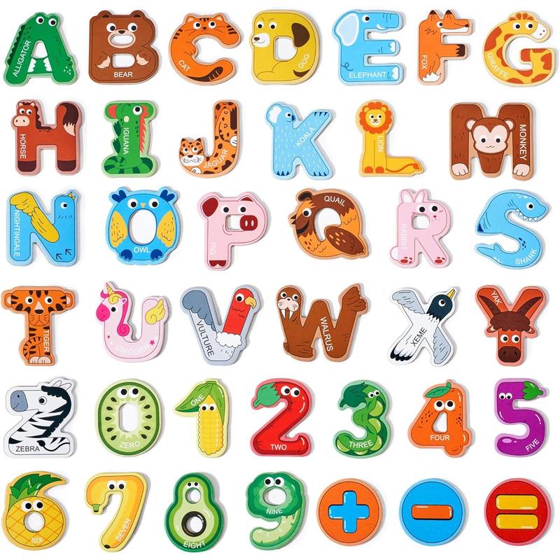 Magnetic Letters and Numbers Fridge Magnets, 26 Uppercase Letters 0-9 Numbers, Animal Alphabet Refrigerator Toy Set for Kids &  Preschool Learning, Ideal Gift