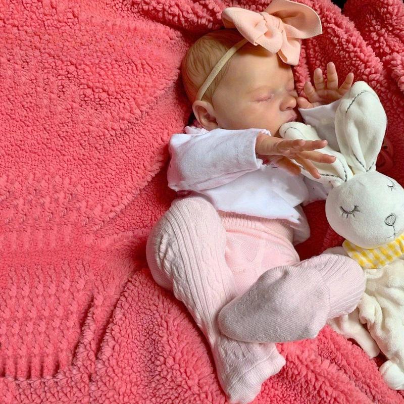 Realistic Soft Silicone Sleeping Reborn Baby Doll, Cute Newborn Doll with 3D-painting Skin and Vascular Vein & Accessories, Child Birthday Gift, Christmas Gift