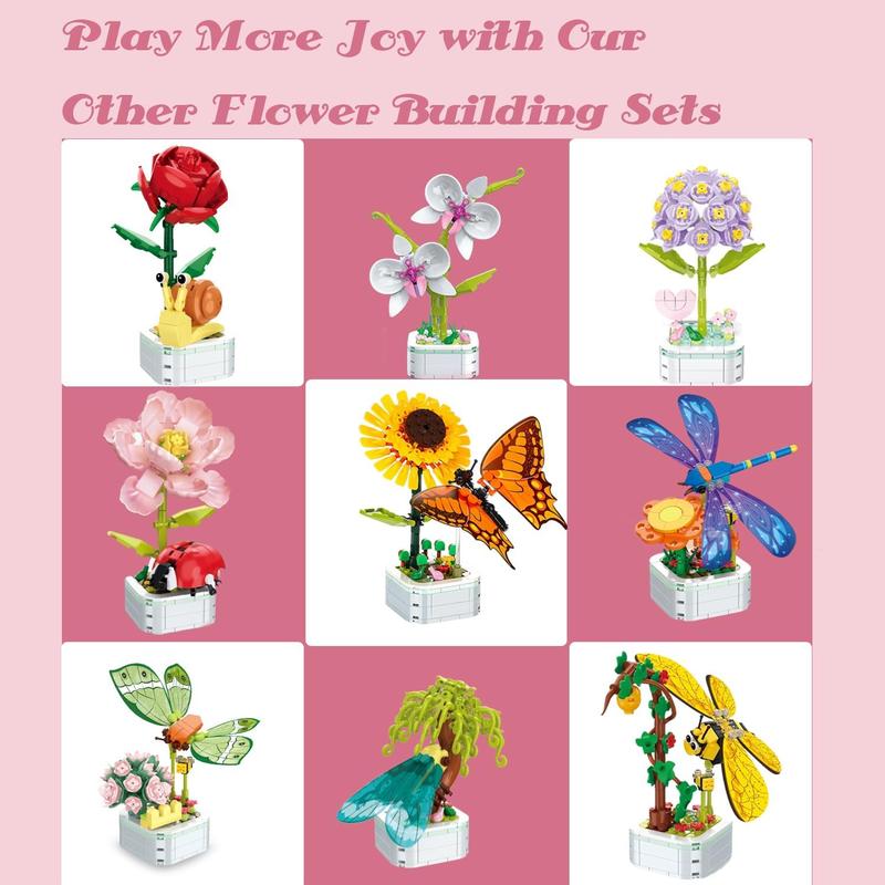 Flower building bouquet set, flower building toys, building blocks flower brick toys creative projects for home room decoration Christmas birthday, suitable for girls gifts