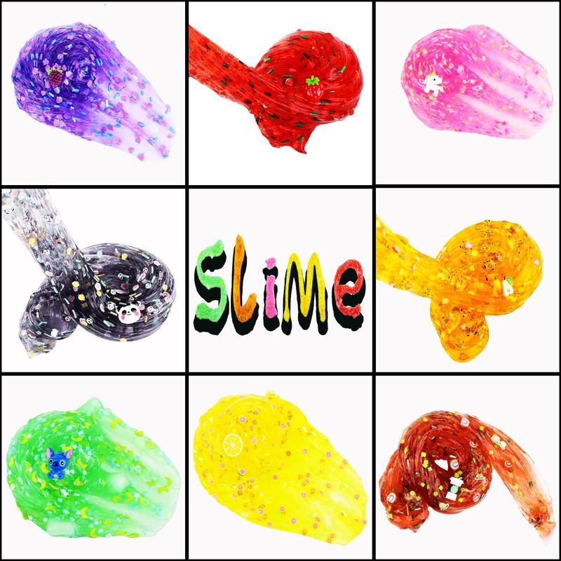 8 Pack,Funny Slime Crystal Clear Slime Kit,Boba Slime Party Favors for Girls Boys,Stress Relief Toys Super Soft and Non-Sticky, DIY Crunchy Slime Toy for Chirldren