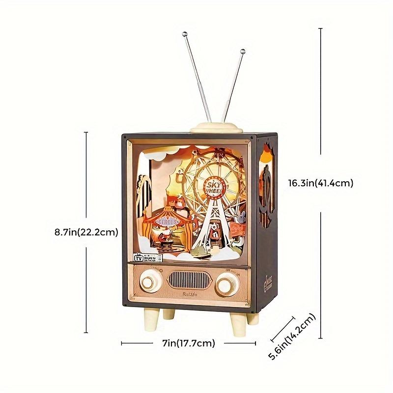 Robotime Rolife 16 DIY 3D Wooden Ferris Wheel Music Box Model Building Kit - Handcrafted Crude Wood Puzzle for Adults with LED Lights, Sunset Carnival Theme, and Soothing Music Set AMT01 Sunset Carnival wooden  puzzles