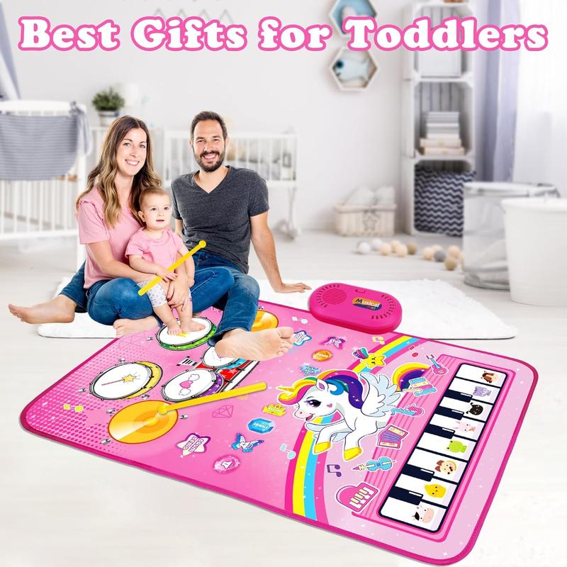 Christmas Gift Toys for 1 Year Old Girl Gifts: Baby Musical Mat Toddler Toys Age 1-2 - 3 in 1 Piano Drum Animal Touch Unicorn Toys - Infant Music Toy 12-18 Months Babies Birthday Gifts for 1 2 3 Year Old Boys Girls