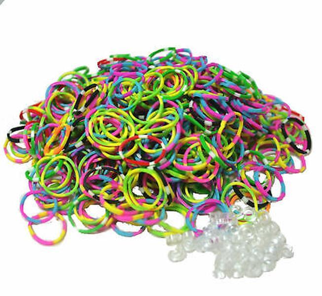 Qty 600- RARE TIE DYE Rubber Bands for Loom Authentic Bracelets + 25 S Clips! US